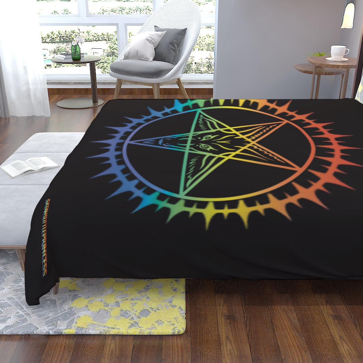 LGBTQ+ Pride Baphomet Bedding side view