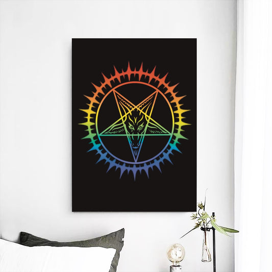 LBGTQ+ pride baphomet satanic mural